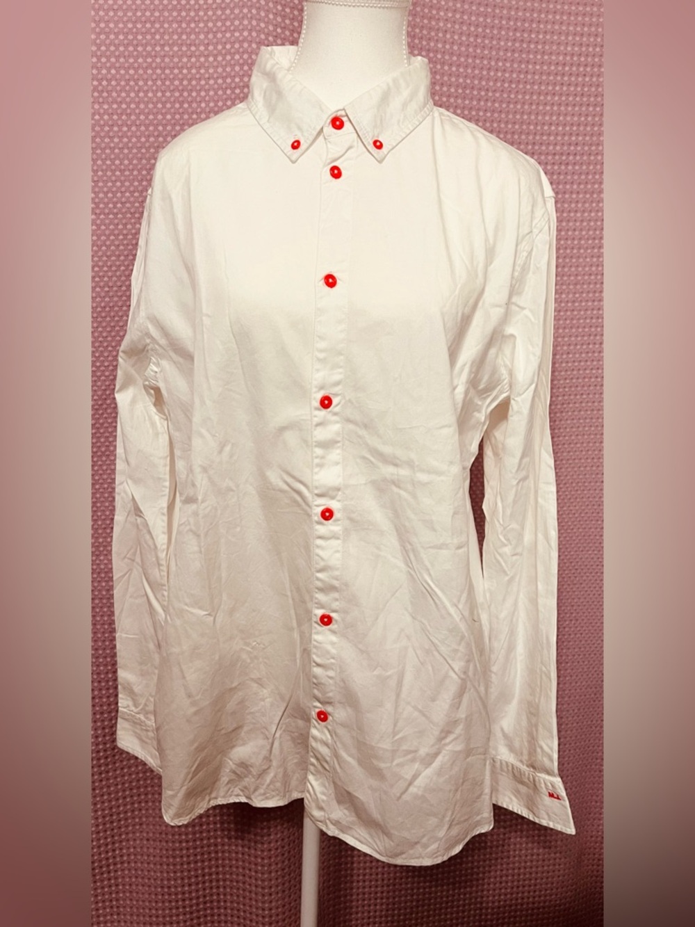 Marc By Marc Jacobs White Button-Down Shirt with Red Buttons